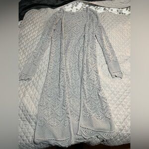 Freshman 1996 Long Light Gray Women's Cardigan